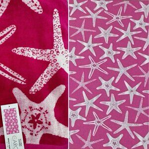 2 CARO Starfish Fancy Hyper Pink Beach Towel Set Oversized Luxury Cotton Viscose